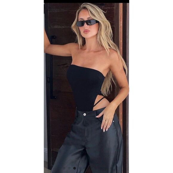 Tiger Mist New Solid Black Finian Strapless Bodysuit Xs - Picture 3 of 13